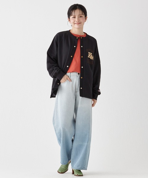 KRIFF MAYER Lady's Collection（クリフメイヤーレディースコレクション）の「のび～る裏毛カーディガン（カーディガン/ボレロ・レディース・オートミール/イエロー/カラフル/ブラック/カーキ/グレー・LARGE/MEDIUM）」の13枚目の写真