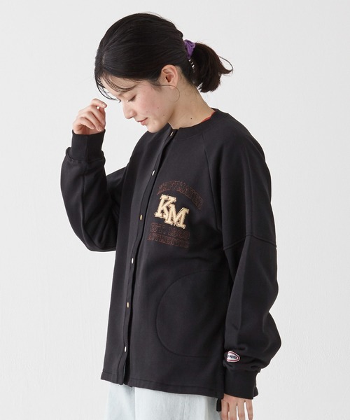 KRIFF MAYER Lady's Collection（クリフメイヤーレディースコレクション）の「のび～る裏毛カーディガン（カーディガン/ボレロ・レディース・オートミール/イエロー/カラフル/ブラック/カーキ/グレー・LARGE/MEDIUM）」の14枚目の写真