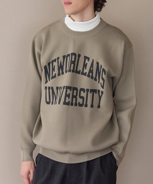 新品未使用　CHERVO ロゴ入りセーター サイズ48 ホワイト/ネイビー coca セーター ニット メンズ イニシャルロゴニットトレーナー