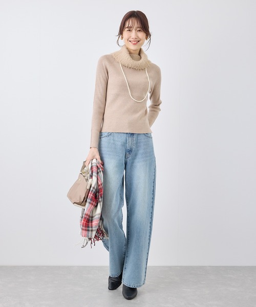 ROPE' PICNIC（ロペピクニック）の「襟フェザーオフタートルニットプルオーバー（ニット/セーター・レディース・ピンク/キナリ/ベージュ・38）」の8枚目の写真