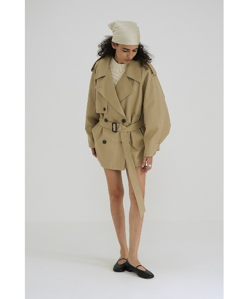 CLANE（クラネ）の「CLANE/クラネ/OVER SHORT TRENCH COAT（トレンチコート・レディース・ベージュ/ネイビー・1）」の6枚目の写真