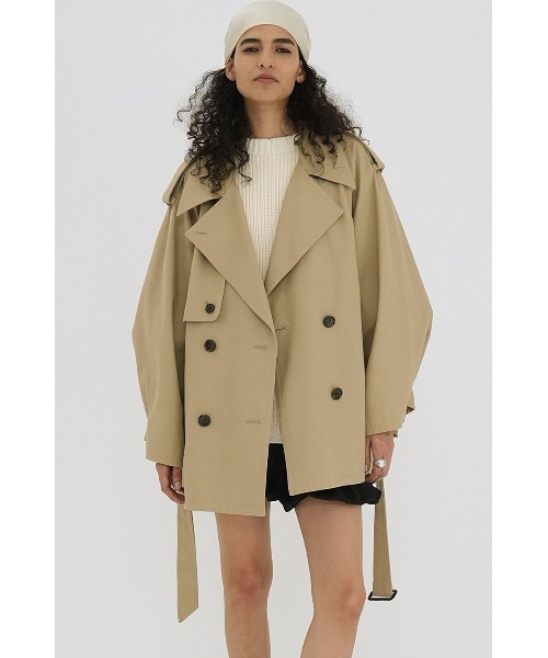 CLANE（クラネ）の「CLANE/クラネ/OVER SHORT TRENCH COAT（トレンチコート・レディース・ベージュ/ネイビー・1）」の5枚目の写真