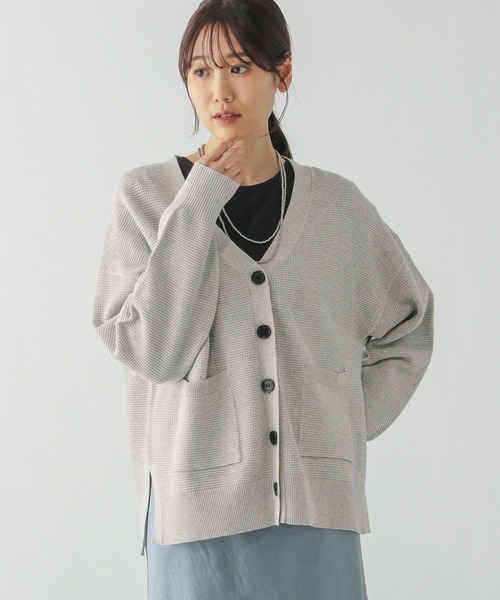 GLOBAL WORK（グローバルワーク）の「スッキレイVネックカーディガン長袖/283832（カーディガン/ボレロ・レディース・アイボリー系8/ミント/イエロー/ブラック系9/グレー系2/ライトブルー・SMALL/MEDIUM/LARGE）」の7枚目の写真