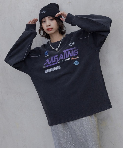 PAGEBOY(ページボーイ)の「モトクロススウェット(スウェット・レディース・オレンジ/オフホワイト/チャコールグレー・FREE)」の11枚目の写真