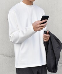 SHIPS any（シップス エニィ）の「SHIPS any: デザイン リブ ハイゲージ ポンチ クルーネック Tシャツ (ロンT)◇（Tシャツ/カットソー）」