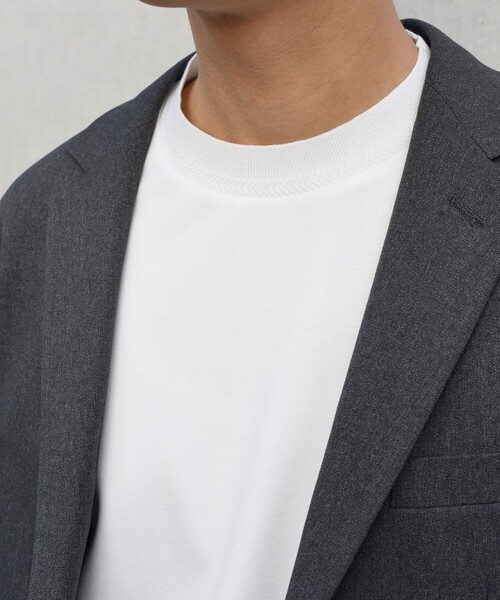 SHIPS any（シップス エニィ）の「SHIPS any: デザイン リブ ハイゲージ ポンチ クルーネック Tシャツ (ロンT)◇（Tシャツ/カットソー・メンズ・ホワイト/ダークグレー/ベージュ/ネイビー・SMALL/MEDIUM/LARGE/X-LARGE）」の10枚目の写真