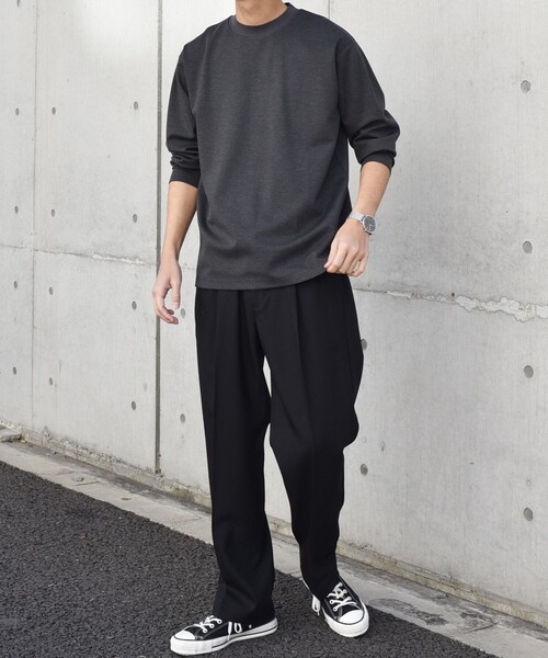 SHIPS any（シップス エニィ）の「SHIPS any: デザイン リブ ハイゲージ ポンチ クルーネック Tシャツ (ロンT)◇（Tシャツ/カットソー・メンズ・ホワイト/ダークグレー/ベージュ/ネイビー・SMALL/MEDIUM/LARGE/X-LARGE）」の11枚目の写真