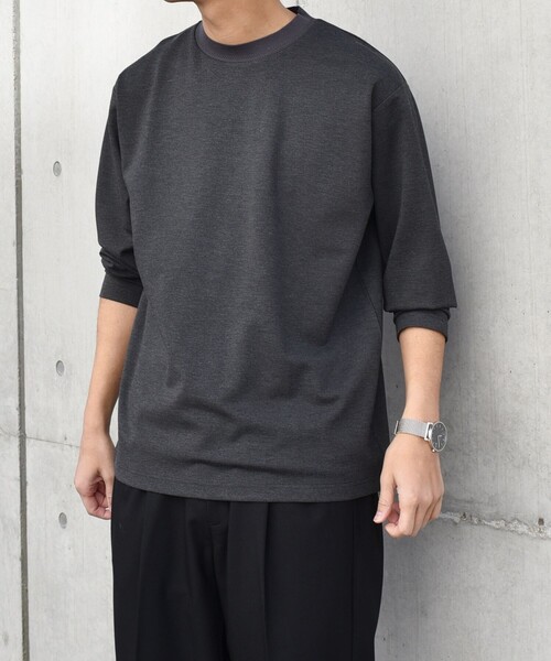 SHIPS any（シップス エニィ）の「SHIPS any: デザイン リブ ハイゲージ ポンチ クルーネック Tシャツ (ロンT)◇（Tシャツ/カットソー・メンズ・ホワイト/ダークグレー/ベージュ/ネイビー・SMALL/MEDIUM/LARGE/X-LARGE）」の13枚目の写真