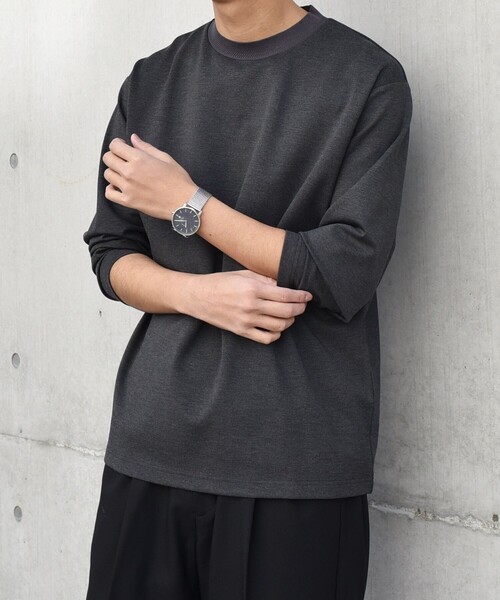 SHIPS any（シップス エニィ）の「SHIPS any: デザイン リブ ハイゲージ ポンチ クルーネック Tシャツ (ロンT)◇（Tシャツ/カットソー・メンズ・ホワイト/ダークグレー/ベージュ/ネイビー・SMALL/MEDIUM/LARGE/X-LARGE）」の14枚目の写真