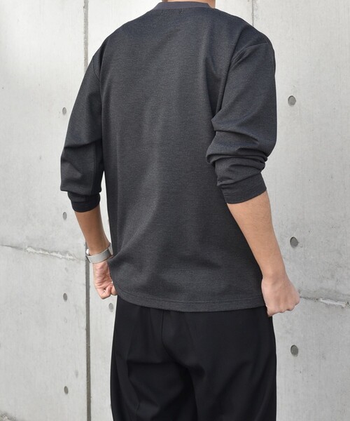 SHIPS any（シップス エニィ）の「SHIPS any: デザイン リブ ハイゲージ ポンチ クルーネック Tシャツ (ロンT)◇（Tシャツ/カットソー・メンズ・ホワイト/ダークグレー/ベージュ/ネイビー・SMALL/MEDIUM/LARGE/X-LARGE）」の15枚目の写真