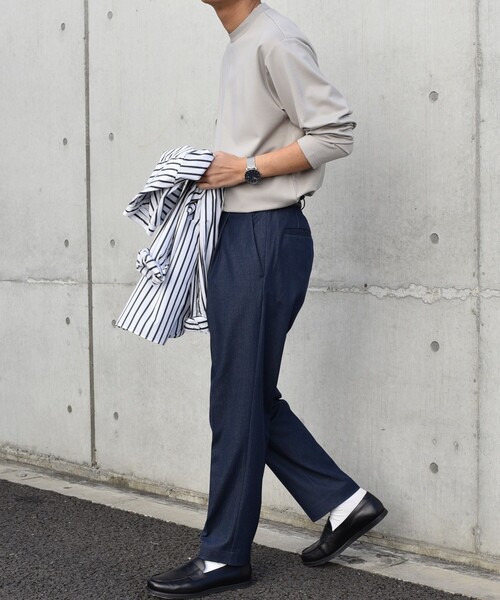 SHIPS any（シップス エニィ）の「SHIPS any: デザイン リブ ハイゲージ ポンチ クルーネック Tシャツ (ロンT)◇（Tシャツ/カットソー・メンズ・ホワイト/ダークグレー/ベージュ/ネイビー・SMALL/MEDIUM/LARGE/X-LARGE）」の17枚目の写真