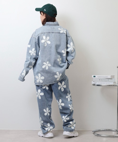 オレボレブラ　ジャケット　パンツ　デニム　セットアップ　ブタ　フラワー　花 フラワードット刺繍7オンスストレッチデニムジャケット（デニム