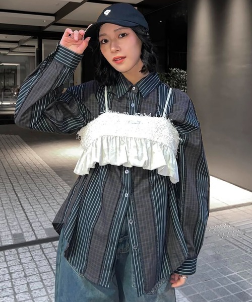 ELOOPS(イーループス)の「【ELOOPS】チェックコラージュオーバーシャツ(シャツ/ブラウス・レディース・ブラックミックス・FREE)」の10枚目の写真