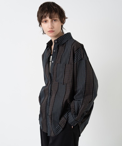 ELOOPS(イーループス)の「【ELOOPS】チェックコラージュオーバーシャツ(シャツ/ブラウス・レディース・ブラックミックス・FREE)」の5枚目の写真