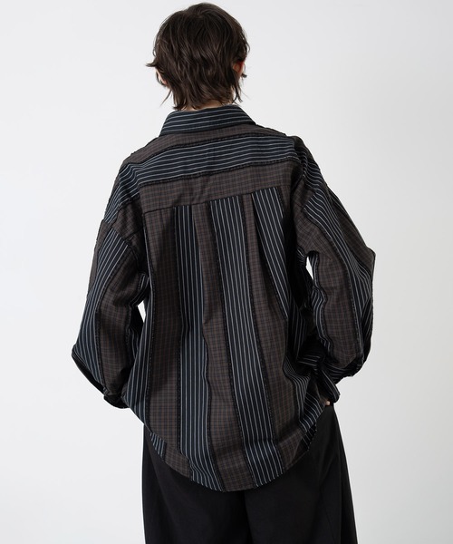 ELOOPS(イーループス)の「【ELOOPS】チェックコラージュオーバーシャツ(シャツ/ブラウス・レディース・ブラックミックス・FREE)」の7枚目の写真