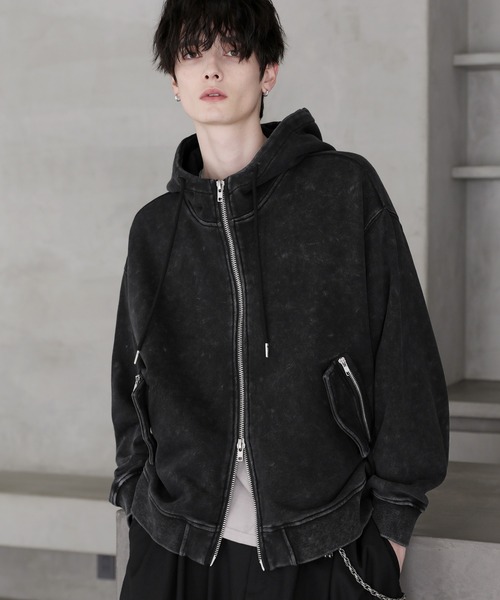 セール】ピグメントスウェットハイネックボリュームフードZIP