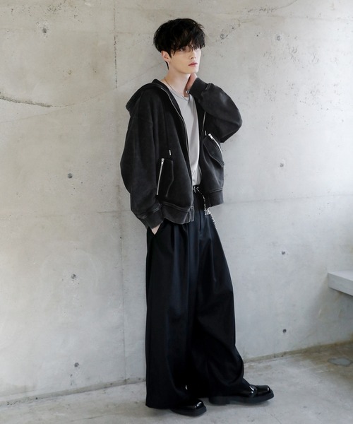 セール】ピグメントスウェットハイネックボリュームフードZIP