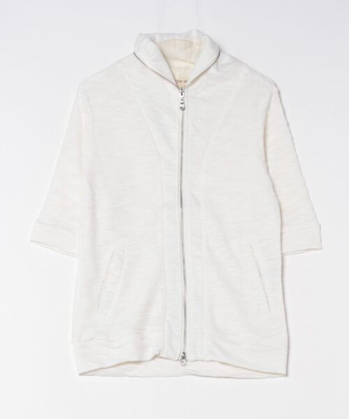in the attic(インジアティック)の「【W】【it】【in the attic】裏使いカット/ZIP7分袖(Tシャツ/カットソー・メンズ・ホワイト/ブルー・MEDIUM/LARGE)」の1枚目の写真