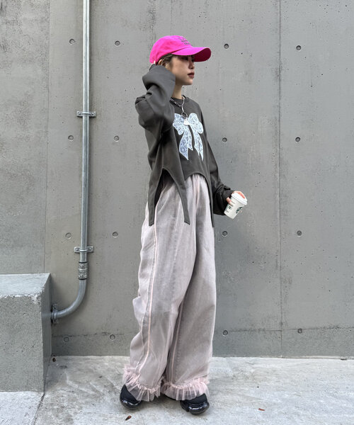 w closet(ダブルクローゼット)の「【2色展開】シアーフリルパンツ(その他パンツ・レディース・ピンク/グリーン・FREE)」の15枚目の写真