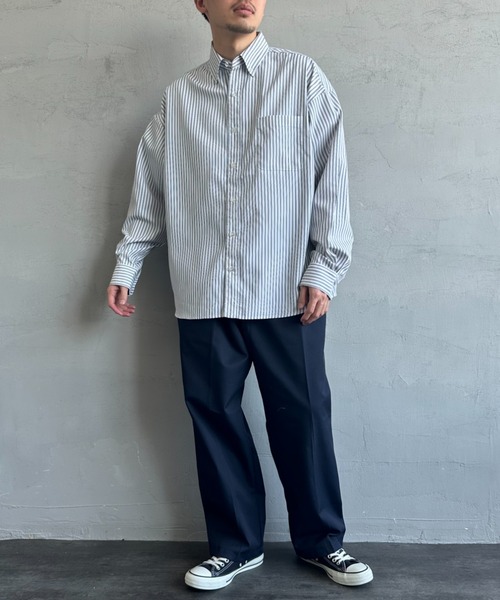 JEANS FACTORY Clothes（ジーンズファクトリークローズ）の「[Jeans Factory Clothes/ジーンズファクトリークローズ] ビッグシルエット ボタンダウンシャツ（シャツ/ブラウス・レディース・ブラック/ネイビー/イエロー/ホワイト×ブラック/ホワイト×ネイビー/ブルー・M/L）」の15枚目の写真