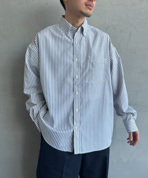 JEANS FACTORY Clothes（ジーンズファクトリークローズ）の「[Jeans Factory Clothes/ジーンズファクトリークローズ] ビッグシルエット ボタンダウンシャツ（シャツ/ブラウス・レディース・ブラック/ネイビー/イエロー/ホワイト×ブラック/ホワイト×ネイビー/ブルー・M/L）」の12枚目の写真