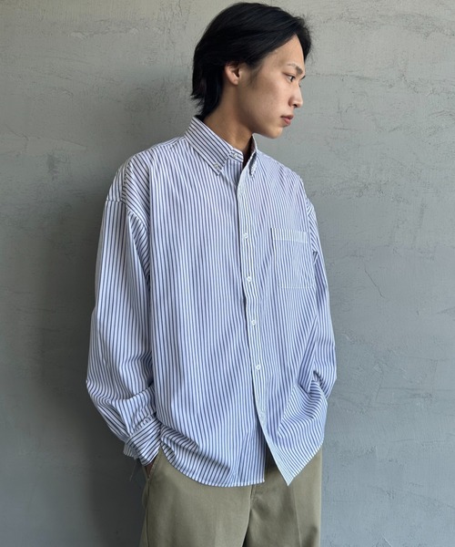 JEANS FACTORY Clothes（ジーンズファクトリークローズ）の「[Jeans Factory Clothes/ジーンズファクトリークローズ] ビッグシルエット ボタンダウンシャツ（シャツ/ブラウス・レディース・ブラック/ネイビー/イエロー/ホワイト×ブラック/ホワイト×ネイビー/ブルー・M/L）」の18枚目の写真