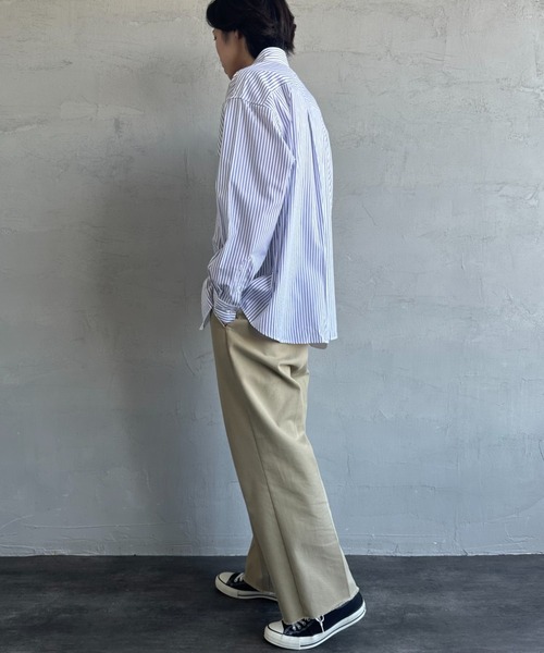 JEANS FACTORY Clothes（ジーンズファクトリークローズ）の「[Jeans Factory Clothes/ジーンズファクトリークローズ] ビッグシルエット ボタンダウンシャツ（シャツ/ブラウス・レディース・ブラック/ネイビー/イエロー/ホワイト×ブラック/ホワイト×ネイビー/ブルー・M/L）」の22枚目の写真