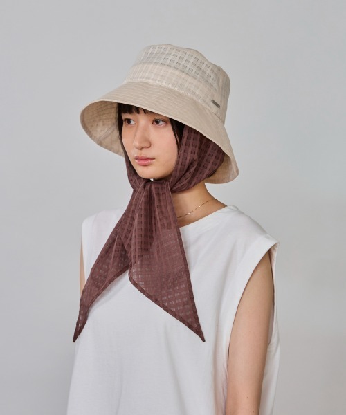 OVERRIDE（オーバーライド）の「OVERRIDE  OGC SHEER SCARF HAT SG / オーバーライド（ハット・レディース・ブラック/ライトグリーン/アイボリー・58cm）」の8枚目の写真