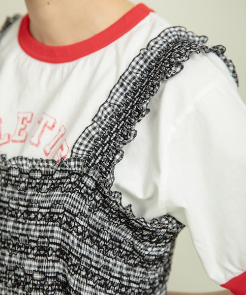 Dot&Stripes CHILD WOMAN(ドットアンドストライプス チャイルドウーマン)の「60sギンガム スモッキングワンピース(ワンピース・レディース・ブラック/レッド・FREE)」の20枚目の写真