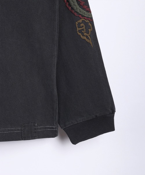 HOUSTON（ヒューストン）の「HOUSTON USコットン100% ピグメント加工 ロンT 龍柄プリント（Tシャツ/カットソー・メンズ・ブラック/ナチュラル・MEDIUM/LARGE/X-LARGE）」の8枚目の写真