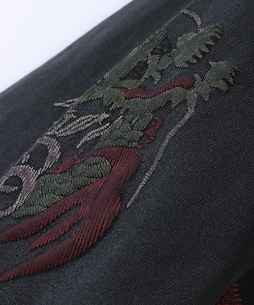 HOUSTON（ヒューストン）の「HOUSTON USコットン100% ピグメント加工 ロンT 龍柄プリント（Tシャツ/カットソー・メンズ・ブラック/ナチュラル・MEDIUM/LARGE/X-LARGE）」の17枚目の写真