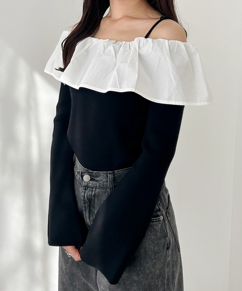 セール】フリルオフショルニット 323481（ニット/セーター）｜Heather