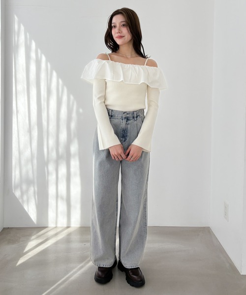 セール】フリルオフショルニット 323481（ニット/セーター