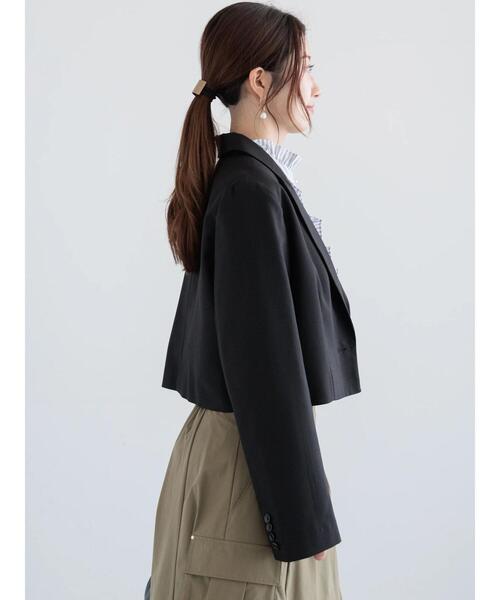 Te chichi(テチチ)の「ショートテーラージャケット(セットアップ可)《2025spring catalog item》(ノーカラージャケット・レディース・ブラック/ベージュ・F)」の6枚目の写真