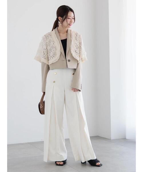 Te chichi(テチチ)の「ショートテーラージャケット(セットアップ可)《2025spring catalog item》(ノーカラージャケット・レディース・ブラック/ベージュ・F)」の11枚目の写真