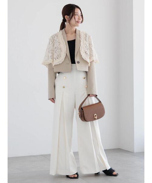 Te chichi(テチチ)の「ショートテーラージャケット(セットアップ可)《2025spring catalog item》(ノーカラージャケット・レディース・ブラック/ベージュ・F)」の12枚目の写真