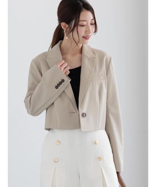 Te chichi(テチチ)の「ショートテーラージャケット(セットアップ可)《2025spring catalog item》(ノーカラージャケット・レディース・ブラック/ベージュ・F)」の13枚目の写真