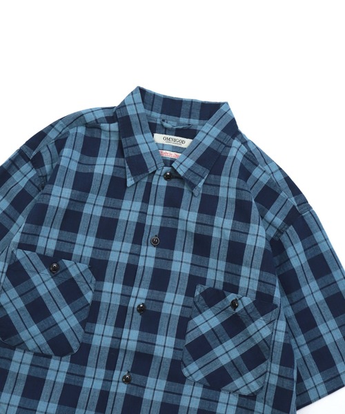 OMNIGOD（オムニゴッド）の「[OMNIGOD mens / オムニゴッド] インディゴ綿麻チェック ショートスリーブボックスシャツ（シャツ/ブラウス・メンズ・ブルー系その他・2/3/4）」の12枚目の写真