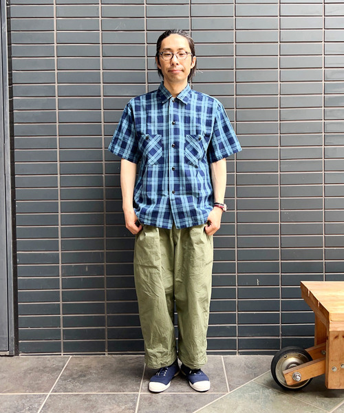 OMNIGOD mens / オムニゴッド ] インディゴ綿麻チェック