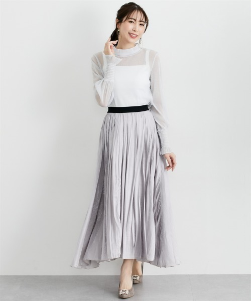 SMILE LAND(スマイルランド)の「シャイニープリーツスカート<大きいサイズ有>【OtonaSMILE】(スカート・レディース・シルバーグレー/オフホワイト/ピンク/ブラック/ベージュ・L/M/5L/4L/3L/LL)」の21枚目の写真