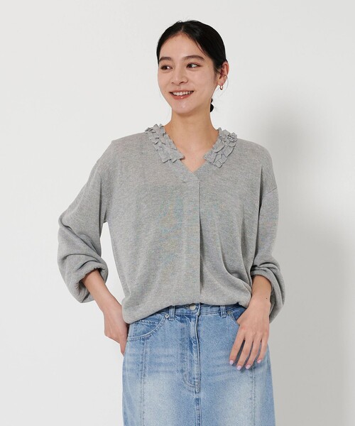 セール】【WEB限定】フリルネック ニットプルオーバー