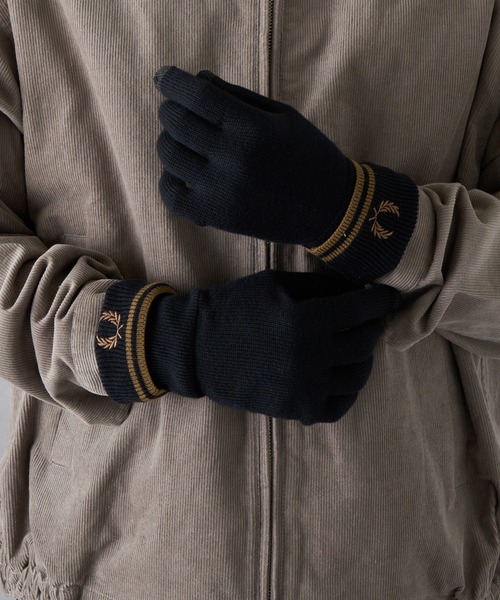 【新品未使用】フレッドペリー 手袋 メンズ スマホ対応 刺繍ロゴ ラッピング可 セール】【FRED PERRY】≪スマホ対応≫ TWIN TIPPED MERINO WOOL