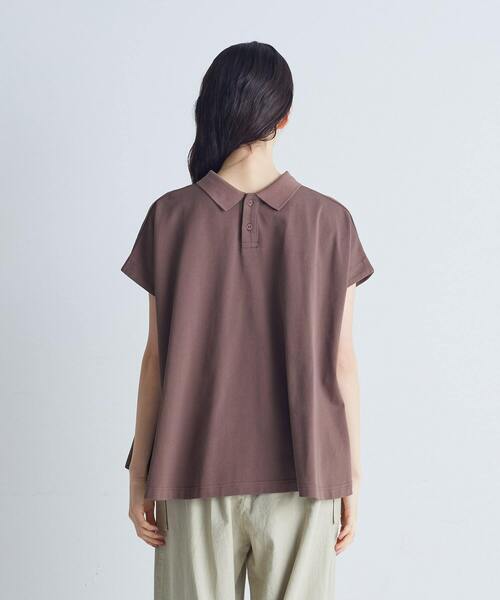 conges payes ADIEU TRISTESSE（コンジェ ペイエ アデュートリステス）の「フレアーポロシャツ（Tシャツ/カットソー・レディース・ブラウン/グレイッシュベージュ/ネイビー・FREE）」の21枚目の写真