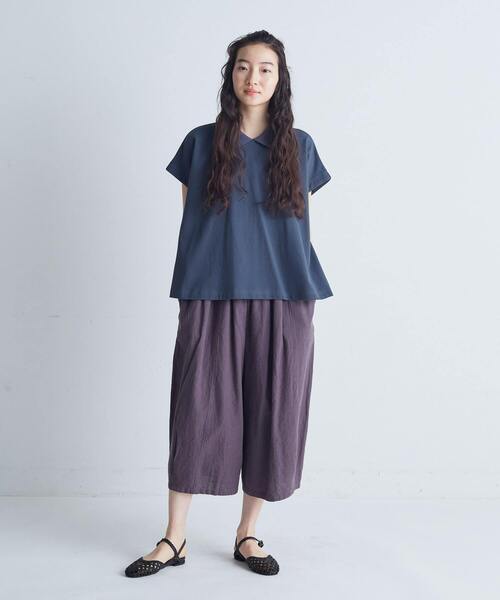 conges payes ADIEU TRISTESSE（コンジェ ペイエ アデュートリステス）の「フレアーポロシャツ（Tシャツ/カットソー・レディース・ブラウン/グレイッシュベージュ/ネイビー・FREE）」の15枚目の写真