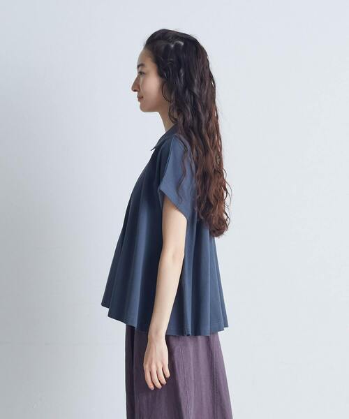 conges payes ADIEU TRISTESSE（コンジェ ペイエ アデュートリステス）の「フレアーポロシャツ（Tシャツ/カットソー・レディース・ブラウン/グレイッシュベージュ/ネイビー・FREE）」の13枚目の写真