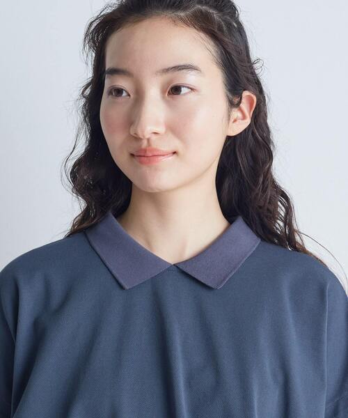 conges payes ADIEU TRISTESSE（コンジェ ペイエ アデュートリステス）の「フレアーポロシャツ（Tシャツ/カットソー・レディース・ブラウン/グレイッシュベージュ/ネイビー・FREE）」の4枚目の写真