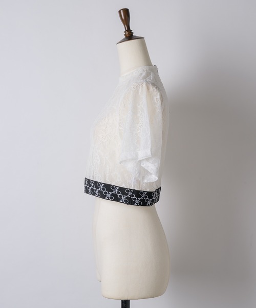 VIOLETTA（ヴィオレッタ）の「モノグラムロゴテープレースシアーTシャツ（Tシャツ/カットソー・レディース・ブラック/ホワイト・FREE）」の17枚目の写真