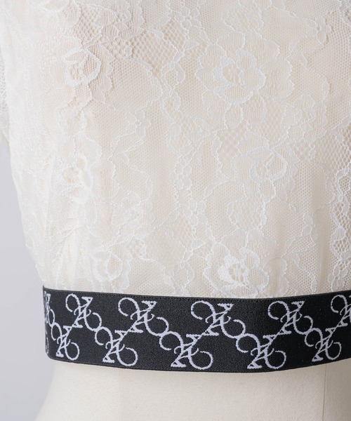 VIOLETTA（ヴィオレッタ）の「モノグラムロゴテープレースシアーTシャツ（Tシャツ/カットソー・レディース・ブラック/ホワイト・FREE）」の21枚目の写真