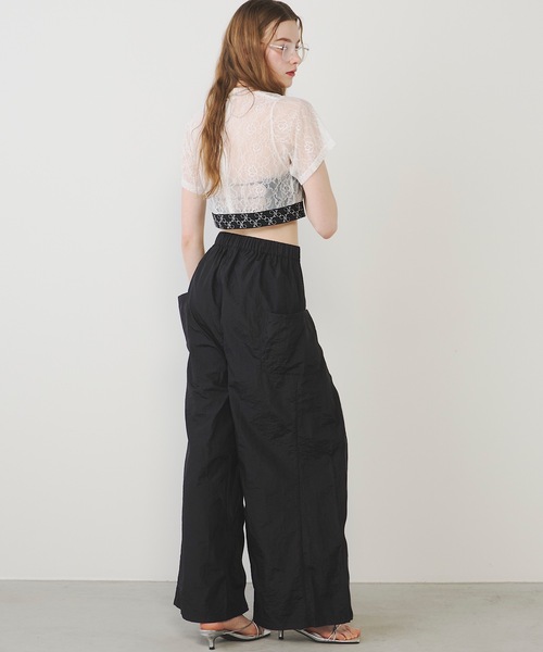 VIOLETTA（ヴィオレッタ）の「モノグラムロゴテープレースシアーTシャツ（Tシャツ/カットソー・レディース・ブラック/ホワイト・FREE）」の14枚目の写真