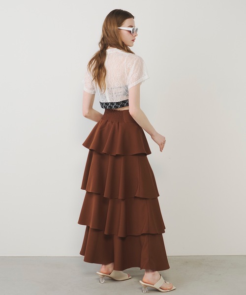 VIOLETTA（ヴィオレッタ）の「モノグラムロゴテープレースシアーTシャツ（Tシャツ/カットソー・レディース・ブラック/ホワイト・FREE）」の15枚目の写真